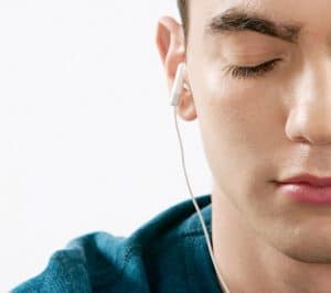 man with in ear headset